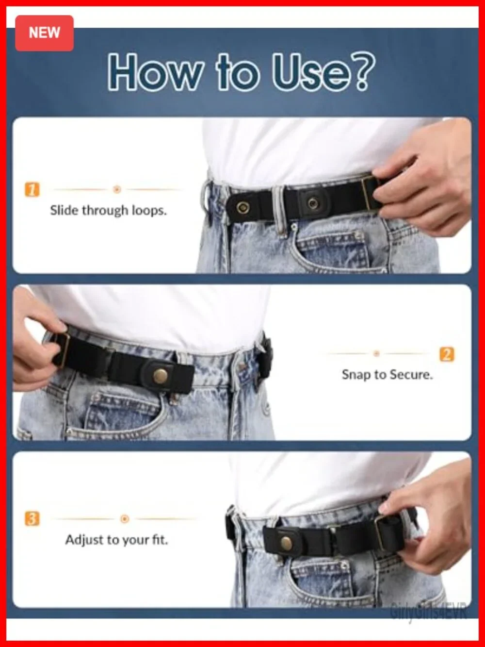 No Buckle Elastic Belts for Women Men Adjustable Stretch Belt Invisible Bands